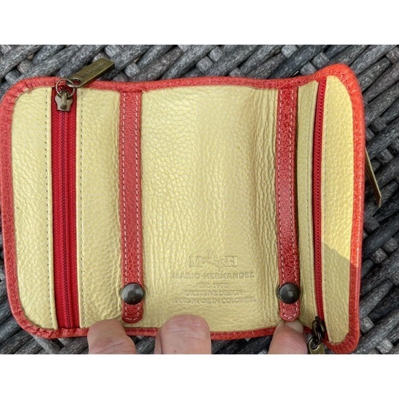 Mario Hernandez Leather Small Travel Jewelry Case Orange Yellow Unicorn Logo - Picture 4 of 10